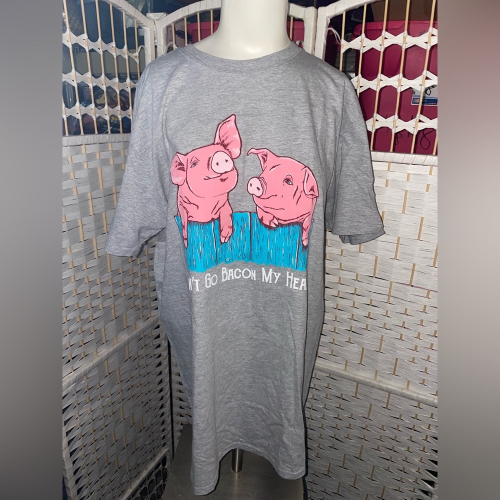 Dont go Bacon My Heart Cotton Blend Tee Shirt Size 2XL Women’s Gray NEW